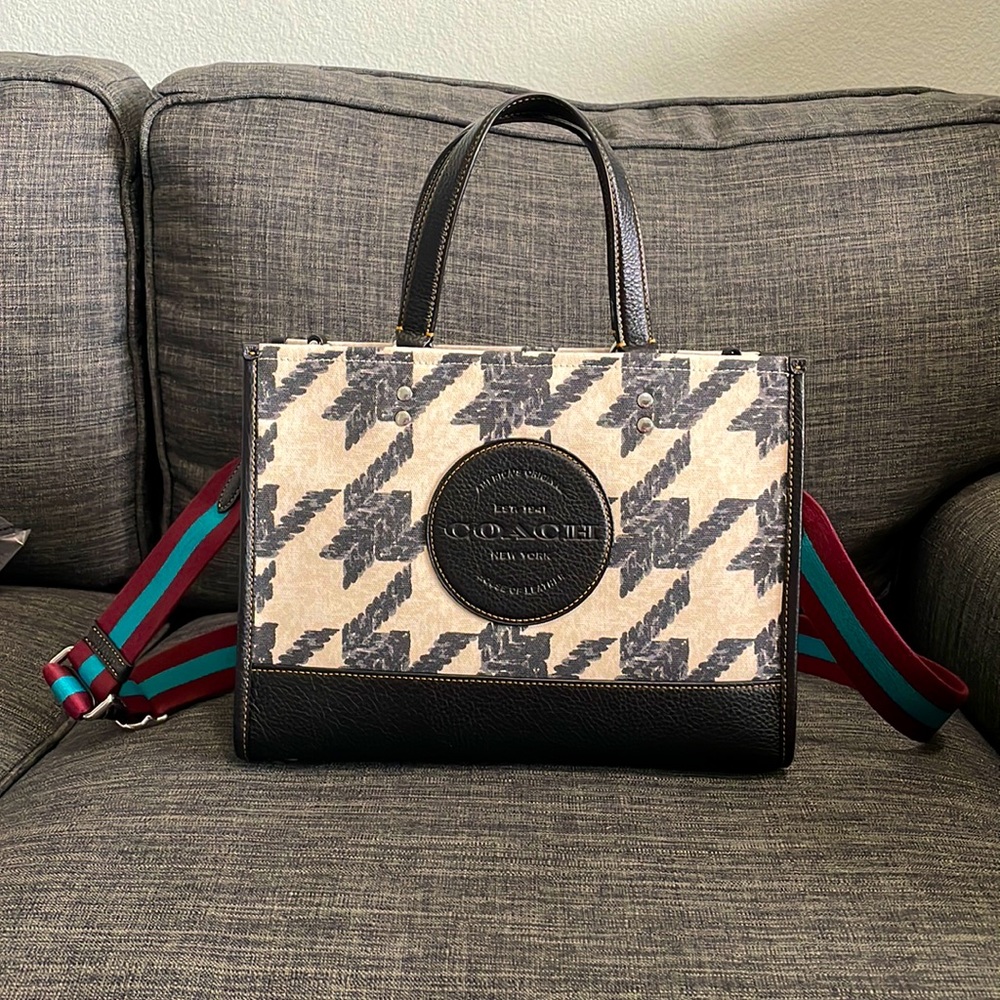 Coach Dempsey Carryall With Houndstooth Print And Patch